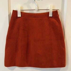 Uniqlo :C Orange Ribbed A-Line Mini Skirt for Casual Wear, size M